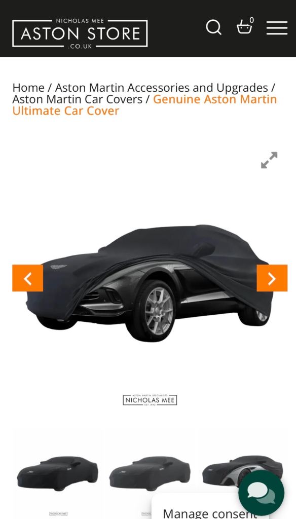 Aston Martin DBX outdoor car cover black 