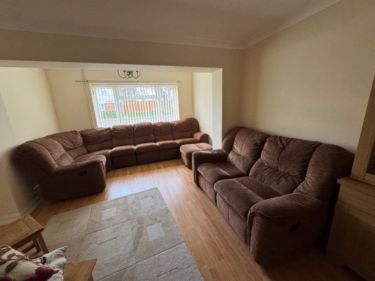 DFS 3 Piece Sofa Set In Rustic Brown - 9 seats