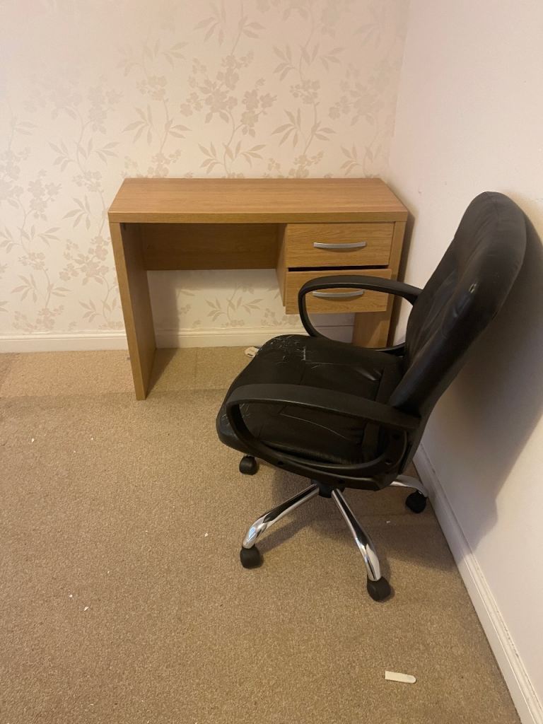 Oak Effect Desk with Drawer - Good Condition