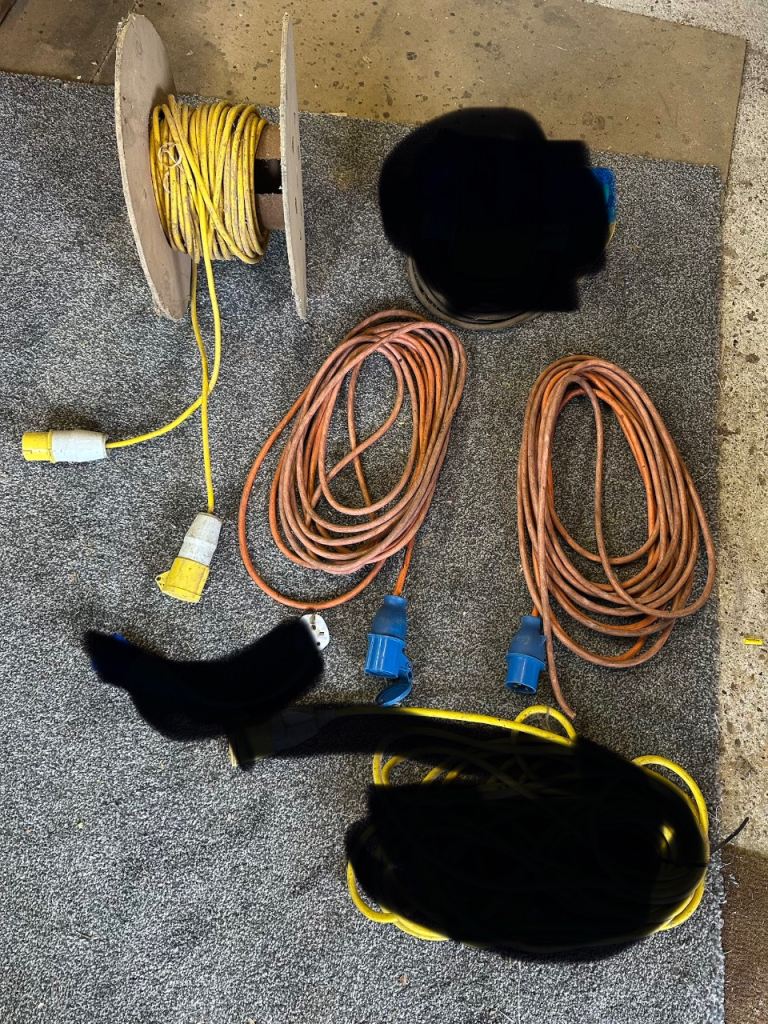 3 x extension leads for 110v tools or caravan hookup