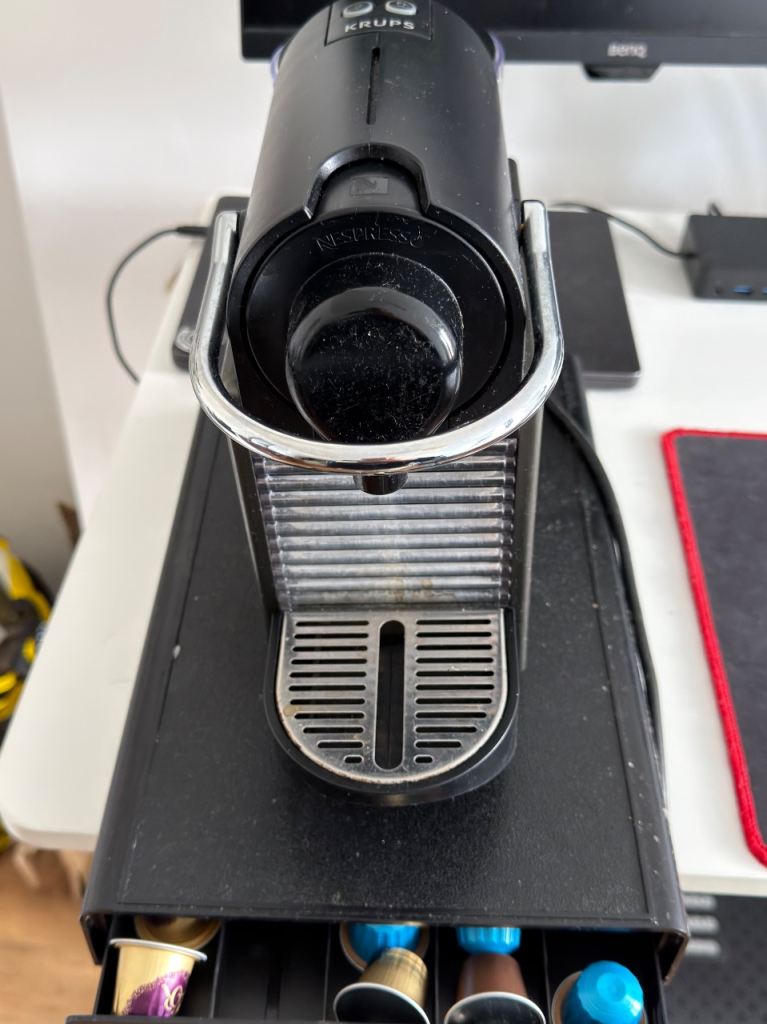 Krups Nespresso Pixie Coffee Machine in Ignition Titanium Grey