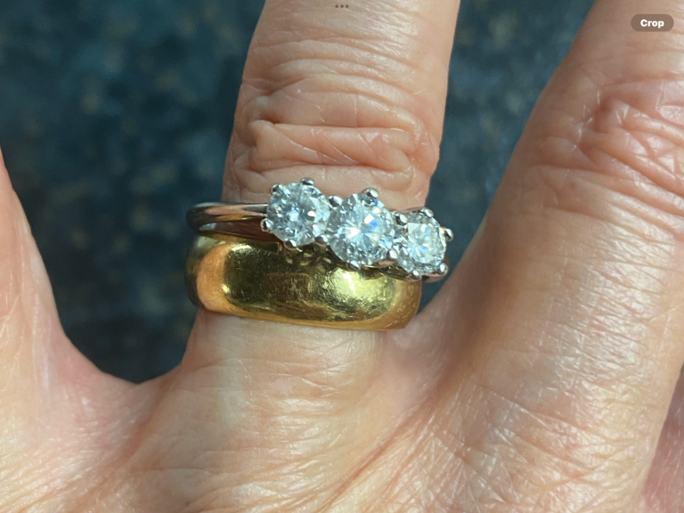 18ct White Gold 1carat Diamond Trilogy ring. Size M/N  coll/del only 