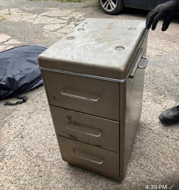 Vintage industrial 3 drawer cabinet
