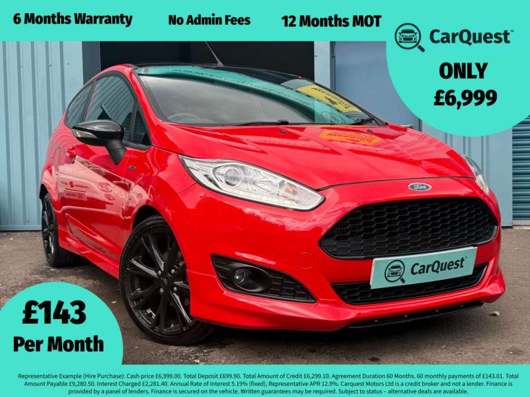 2017 Ford Fiesta 1.0 EcoBoost 140 ST-Line Red 3dr HATCHBACK PETROL Manual
