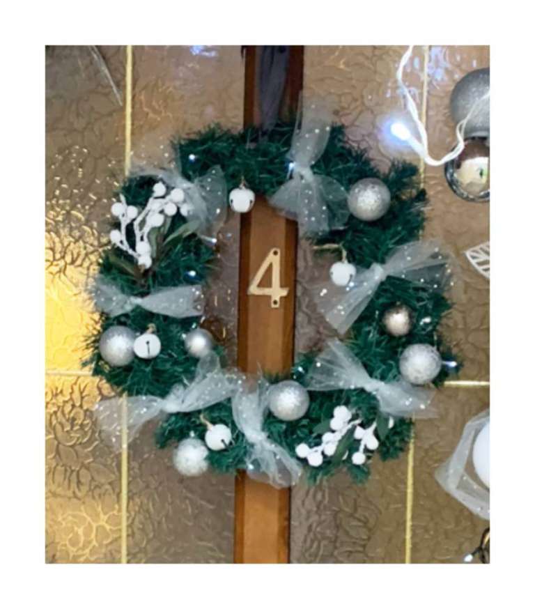 Christmas Door Wreath Garland Balls Lights Baubles Decoration Green Xmas Artificial Decorations