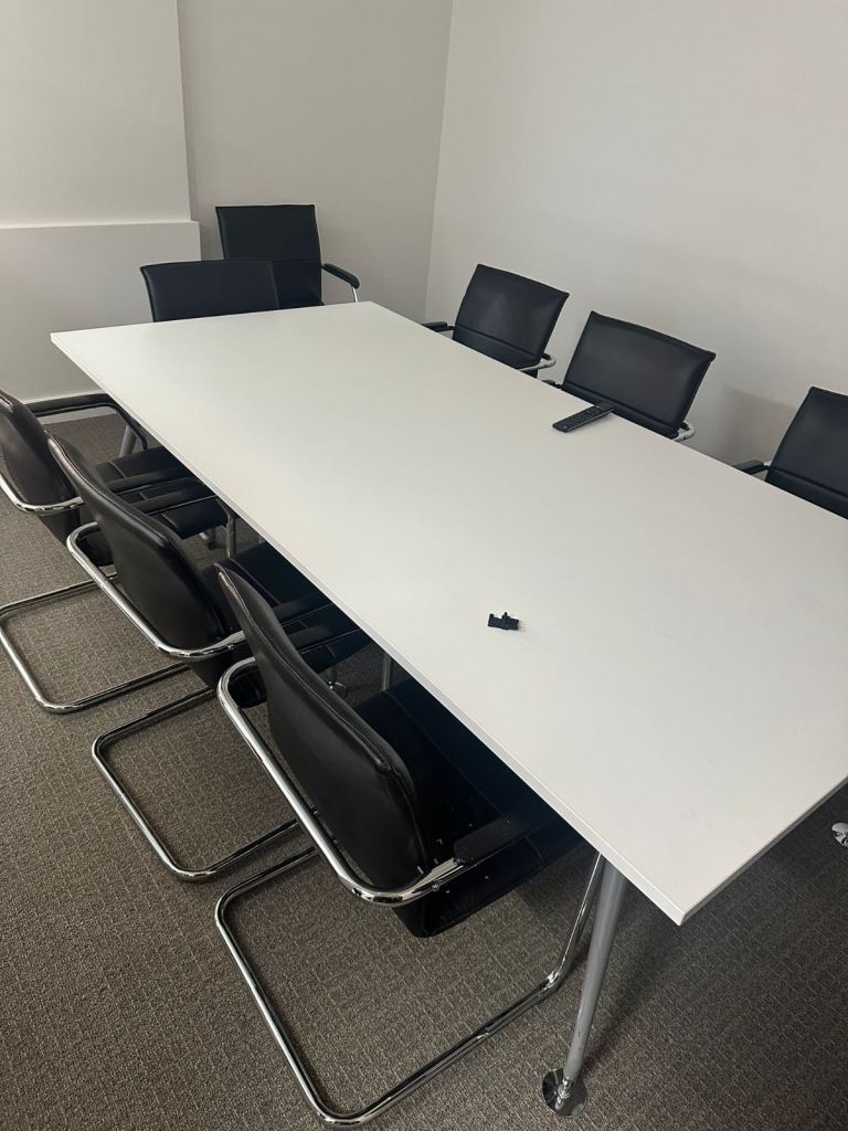 White boardroom meeting table 2200mm in excellent condition