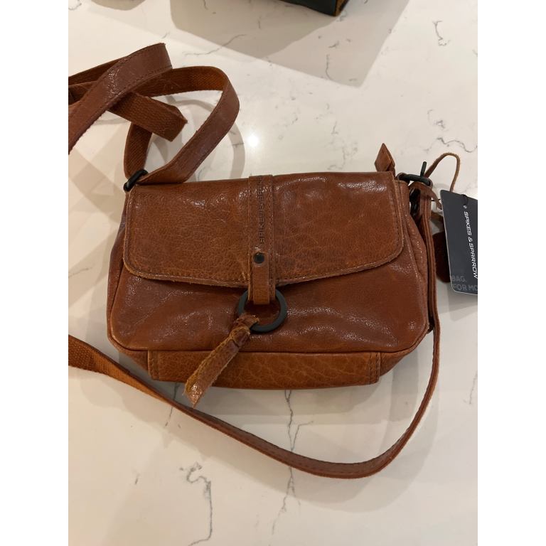 New Leather handbag brown spike & sparrow designer 