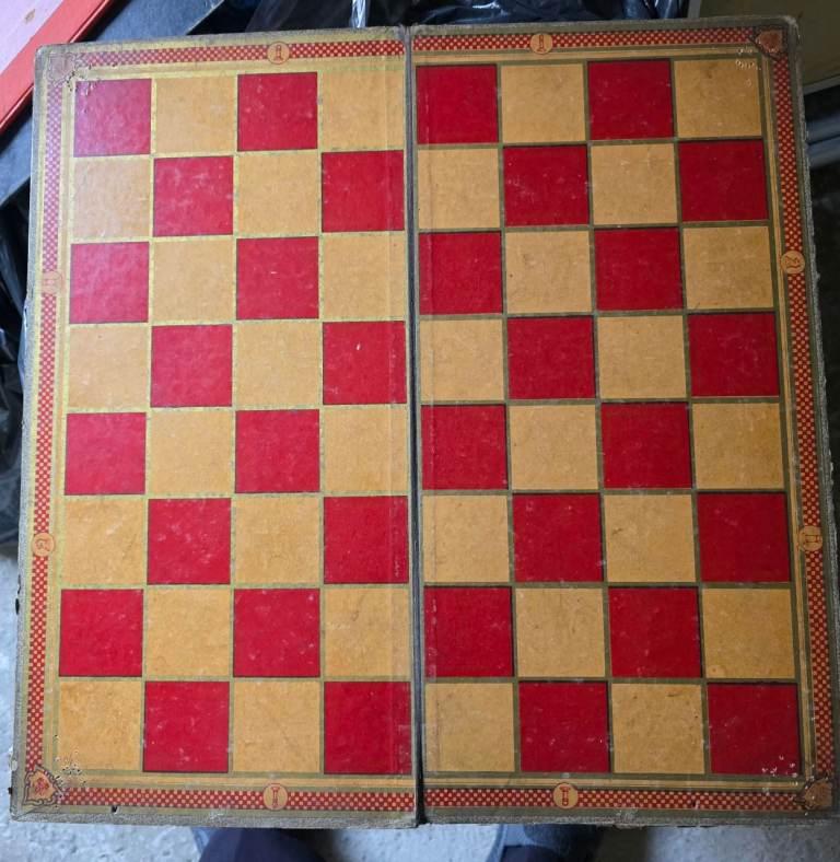 ANTIQUE LIBRARY CHESS DRAUGHTS BOARD
