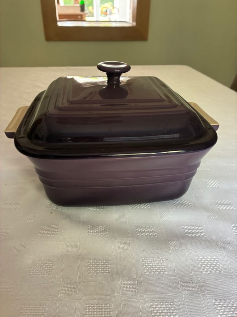 Le Creuset cast iron casserole pan