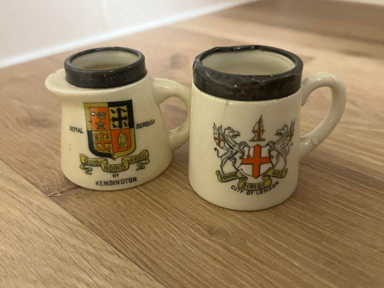  Vintage Crested China Miniature Tankard & Jug City of London 
