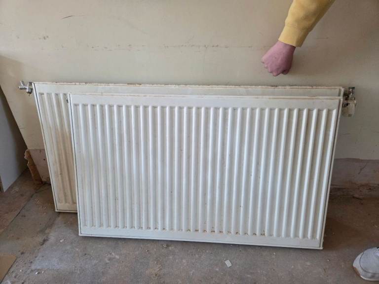 Pair of White Central Heating Radiators – Good Condition