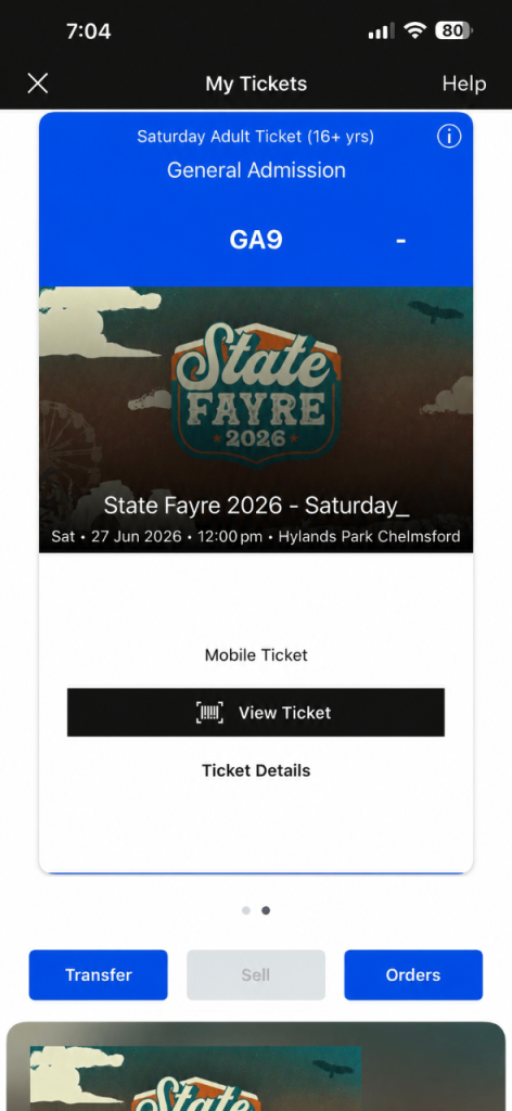 State Fayre 2 tickets 27th June 2026. Kings of Leon and Alanis morissette 