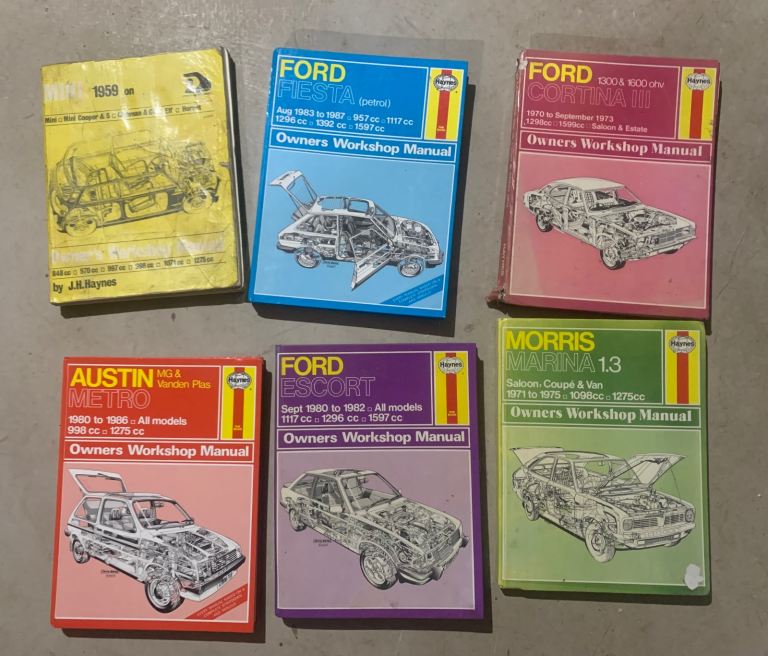 Lot of 6 vintage Haynes manuals mini fiesta metro cortina