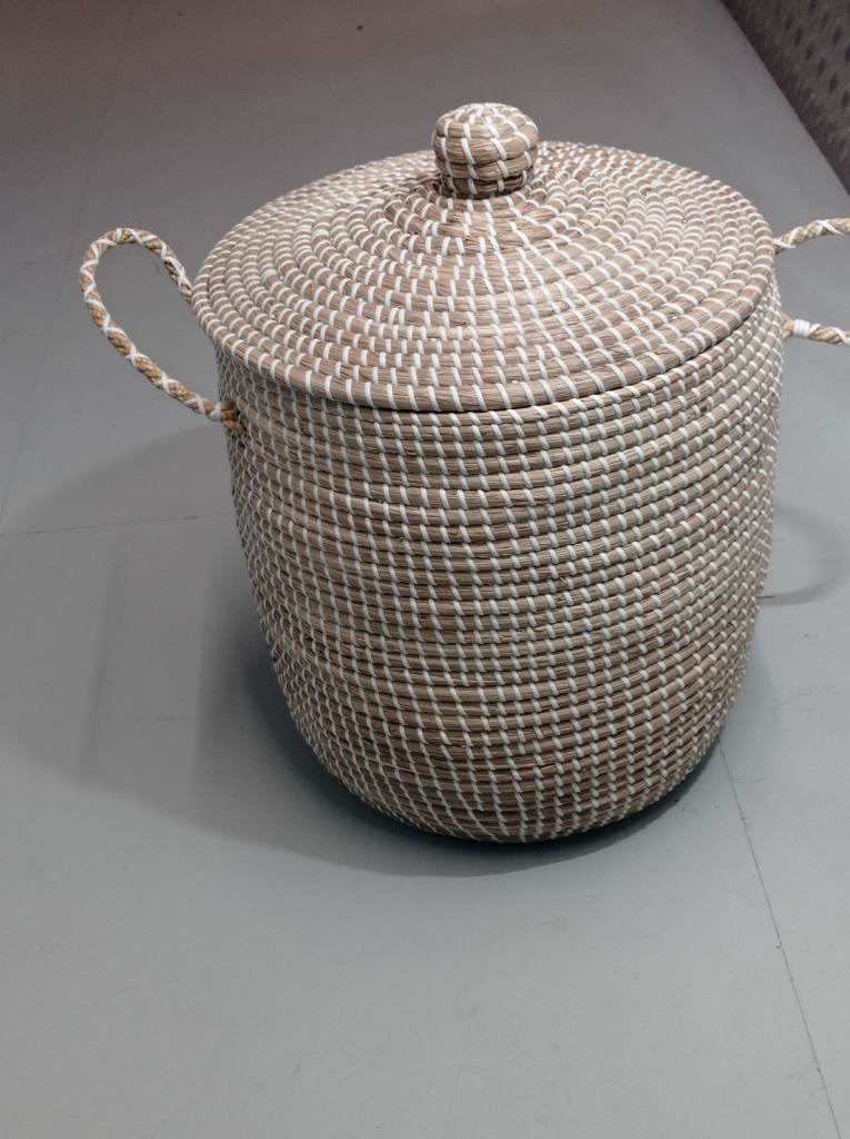 Handmade Seagrass Laundry Basket with Handles & Lid