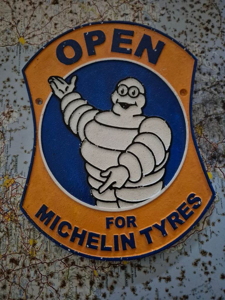 Michelin open for Michelin tyres cast iron sign 