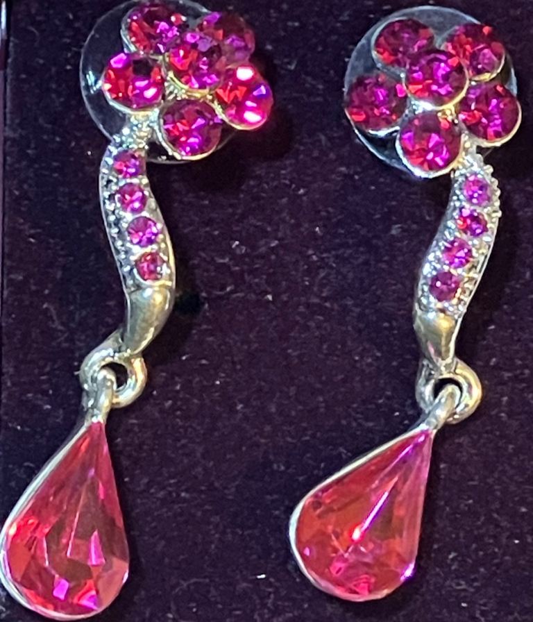 Ladies Jewellery Pink Cubic Zirconia Earrings.