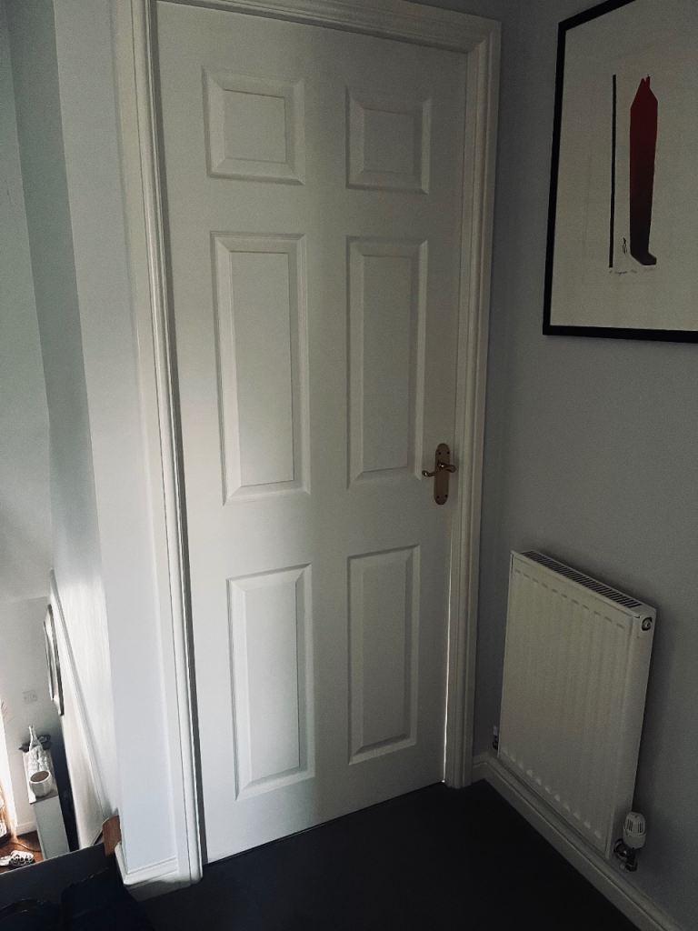 7 white internal doors with brass handles 