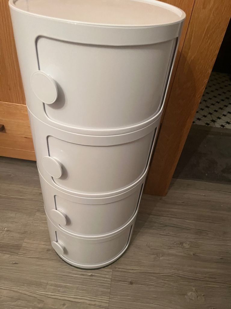 White Plastic Storage Unit with 4 Drawers – Good Condition