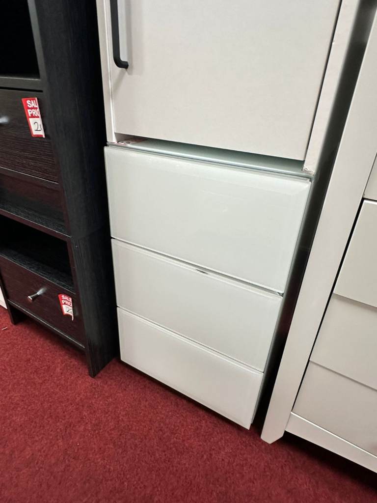 Mayfair 3 Drawer Bedside Table - White Glass