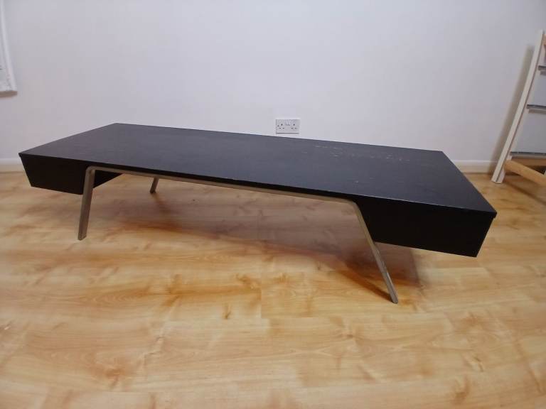 Ikea Coffee Table Black Large Sleek Design Slim Line Low Profile Rare Bankas Vintage Retro 13739