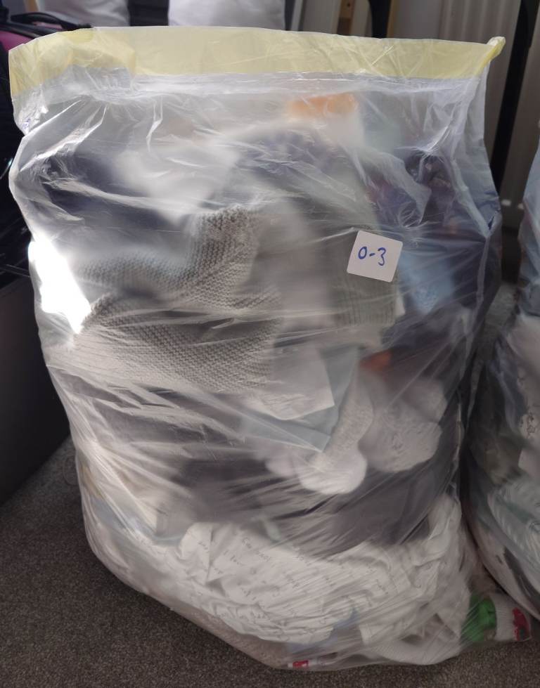 Full bin bag of boys 0-3 months clothes