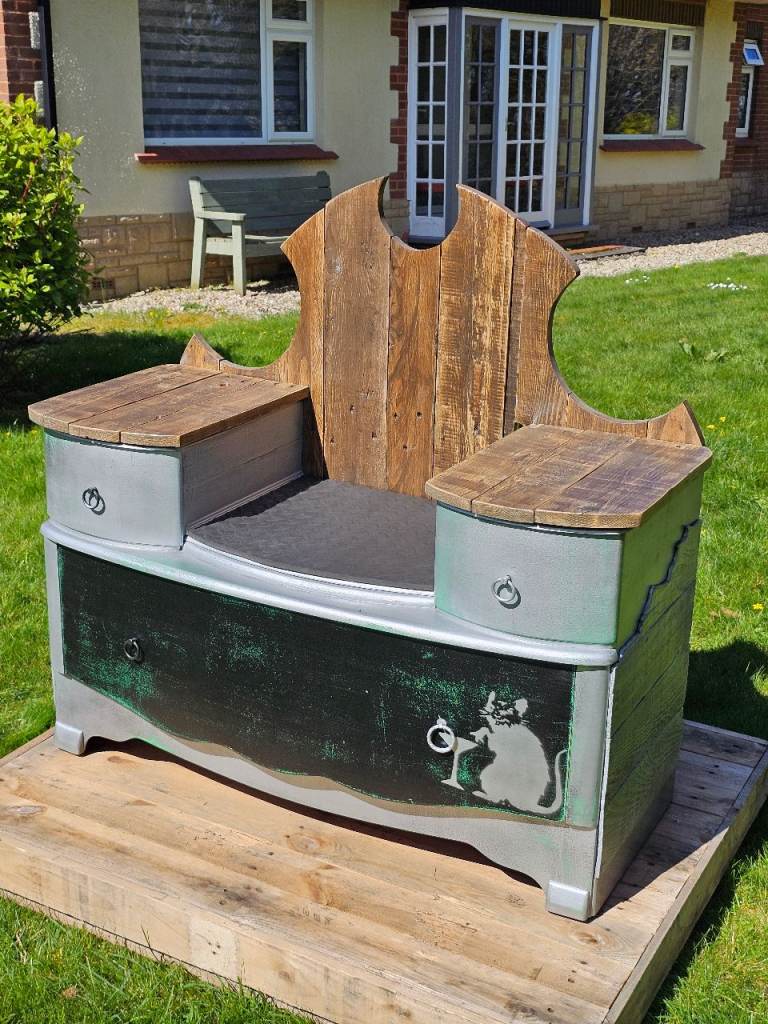 Unique Handmade Bench / Throne – Upcycled Vintage Dresser - DELIVERY POSSIBLE 