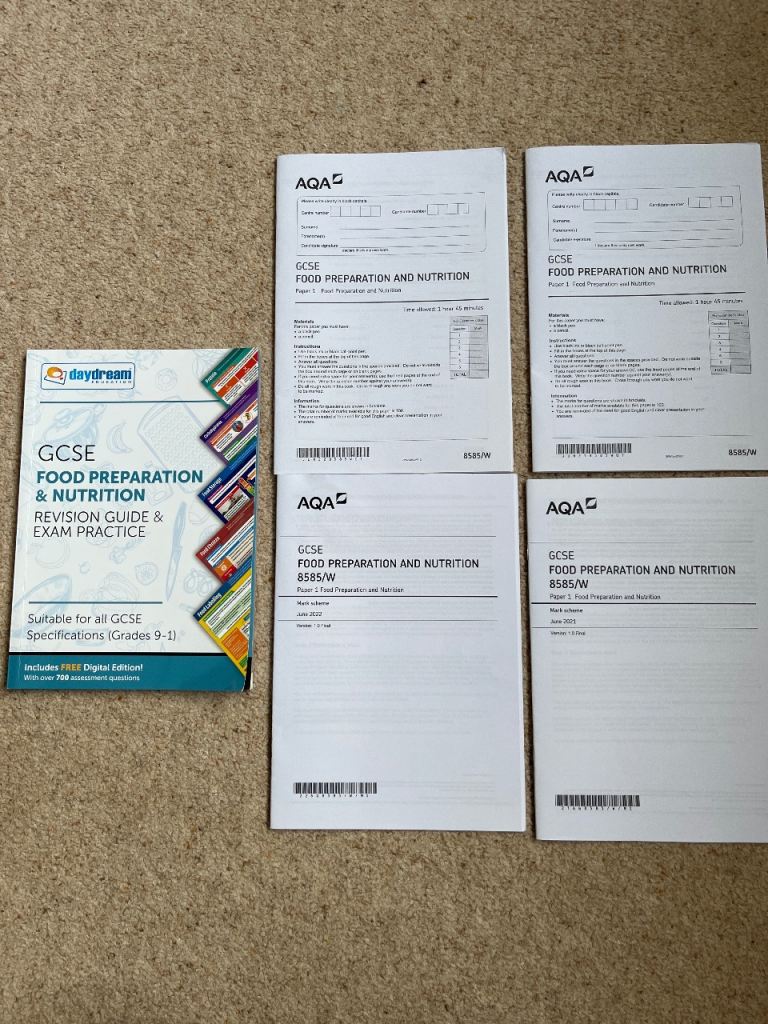 GCSE Food Preparation & Nutrition Revision Guide and 2x practice exam papers