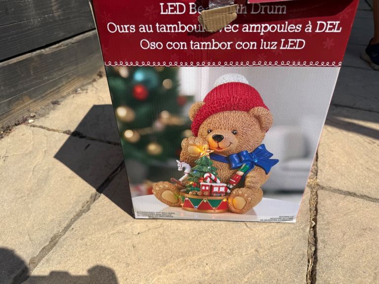Christmas LED Bear with Drum Decoration - Brand New in Box