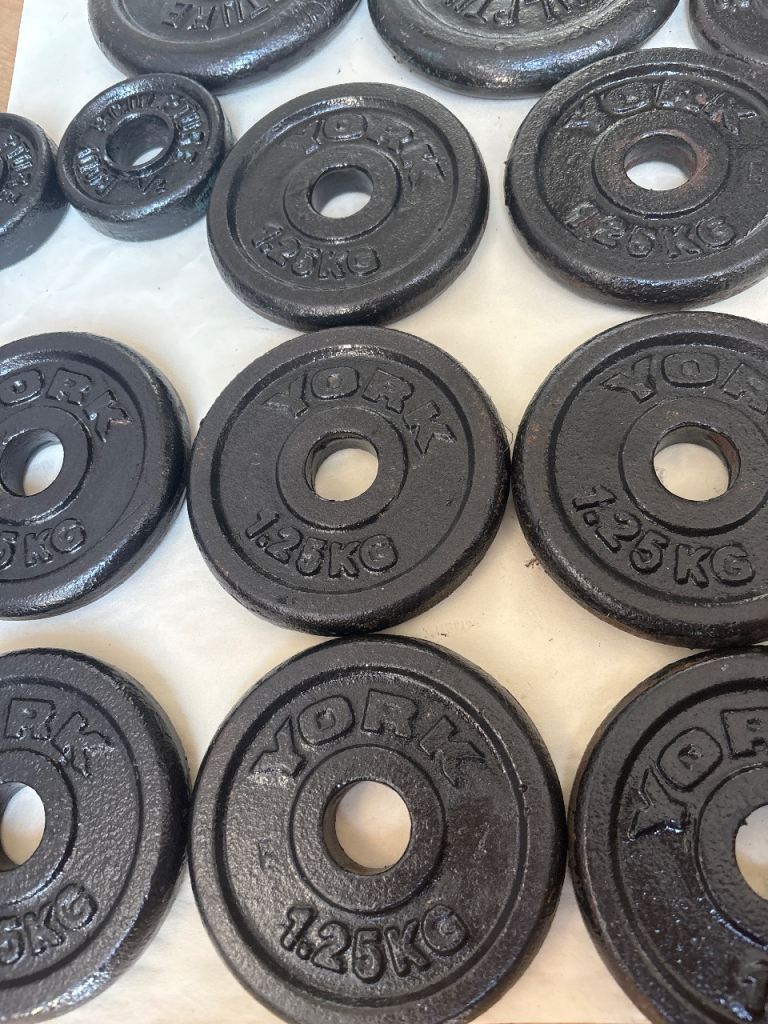 YORK Cast Iron Weight Plates - Various Sizes, Good Condition