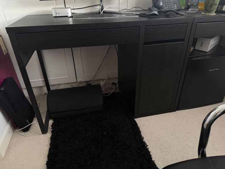Like new barely used ikea black desk with unit and 2 draws 