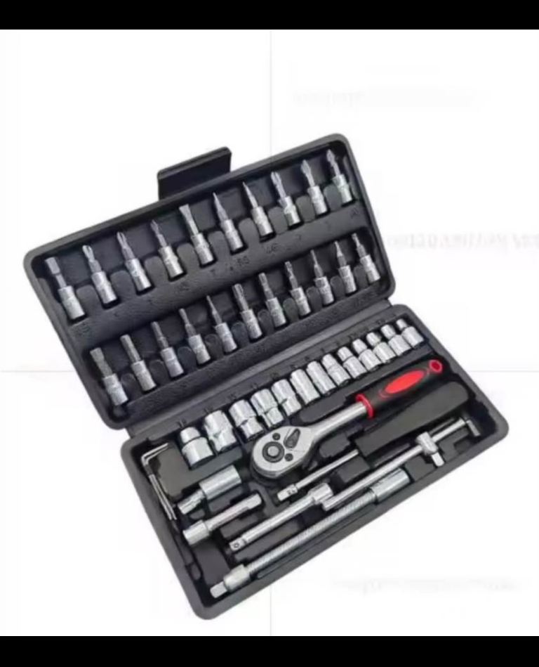 46PCS Socket Wrench Set DIY Repair Tool Kit Ratchet Hardware Toolbox