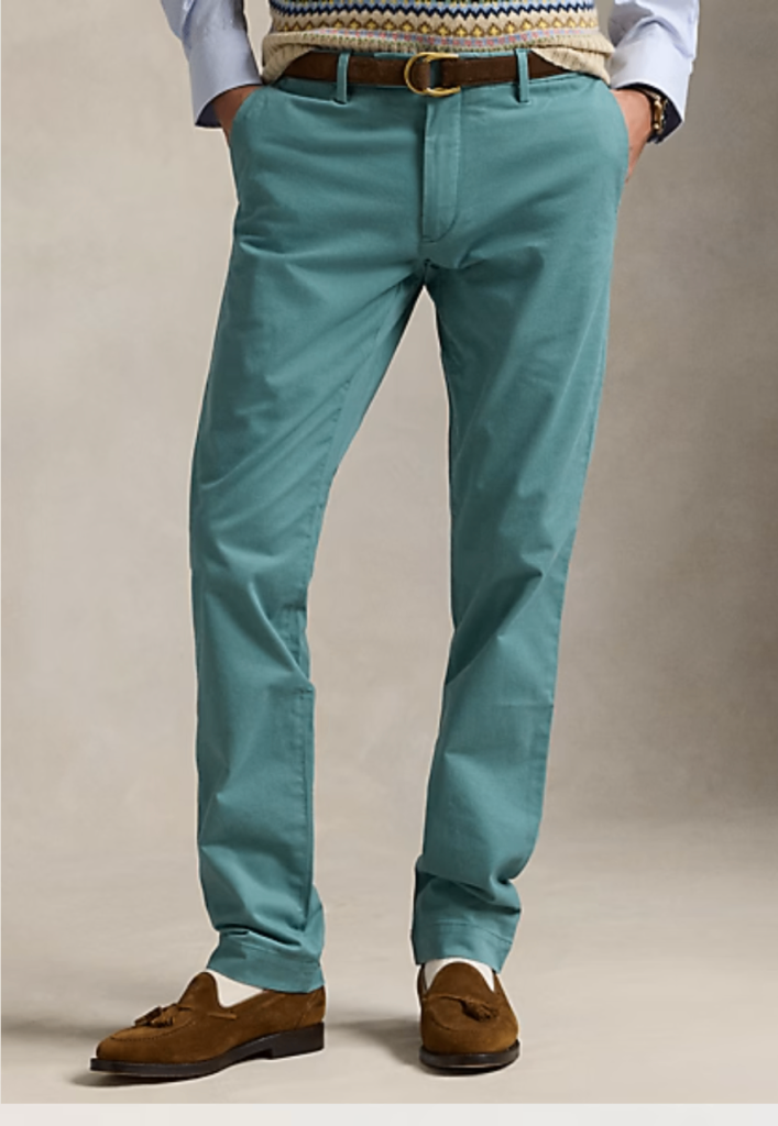 Polo Ralph Lauren Stretch Slim Fit Chino Trousers 28/30 Teal Green - MINT Condition