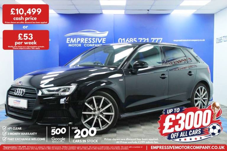 2018 11 AUDI A3 1.0 TFSI 30 BLACK EDITION SPORTBACK 5DR PETROL MANUAL EURO 6 (S/