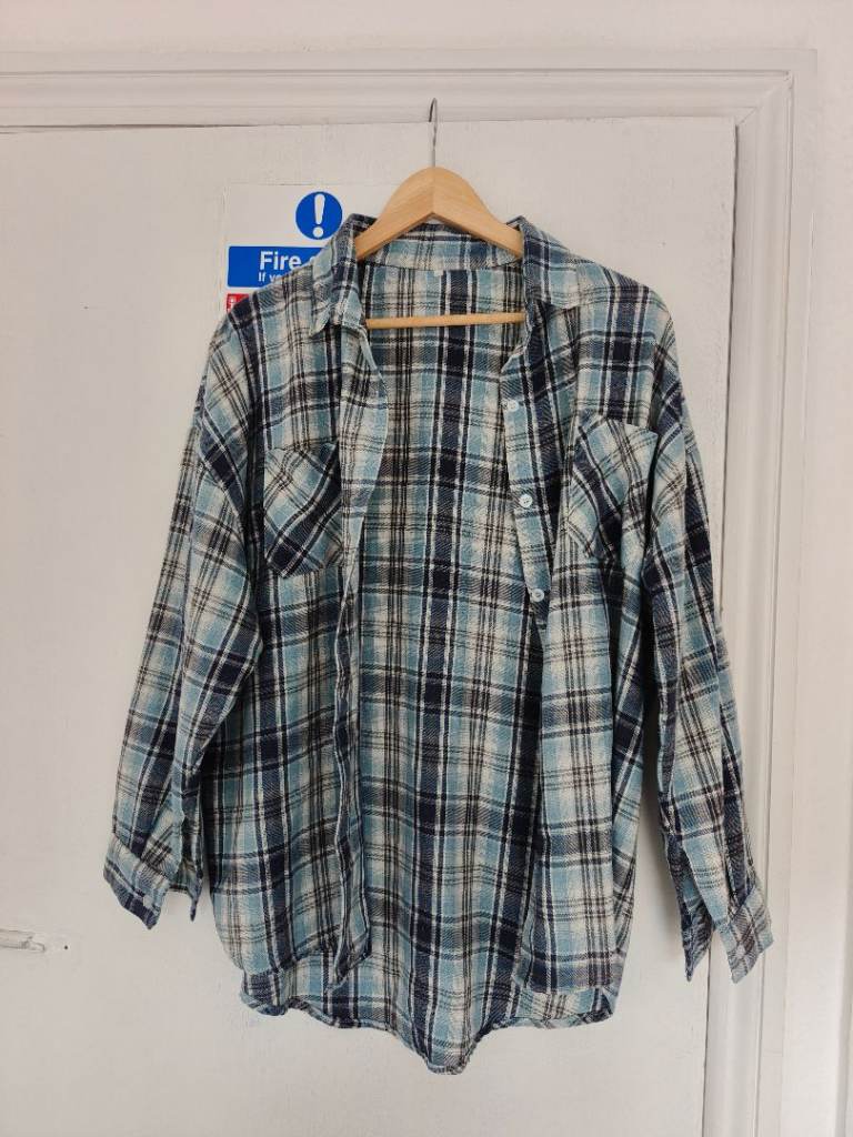 Blue Plaid Flannel Shirt – Good Condition