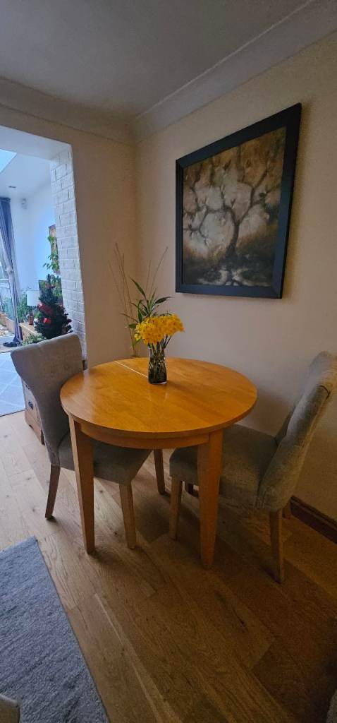 Oak space saver doning table