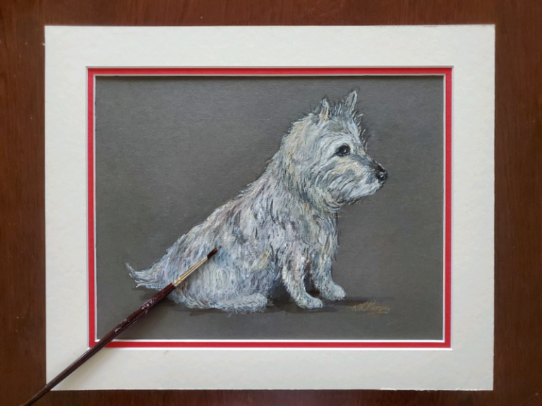 West Highland or Norfolk Terrier painting