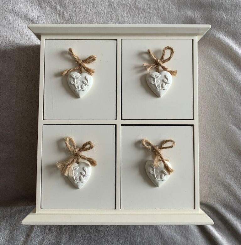 image for Shabby Chic Wooden Heart Decorative Bedside/Desk Drawers