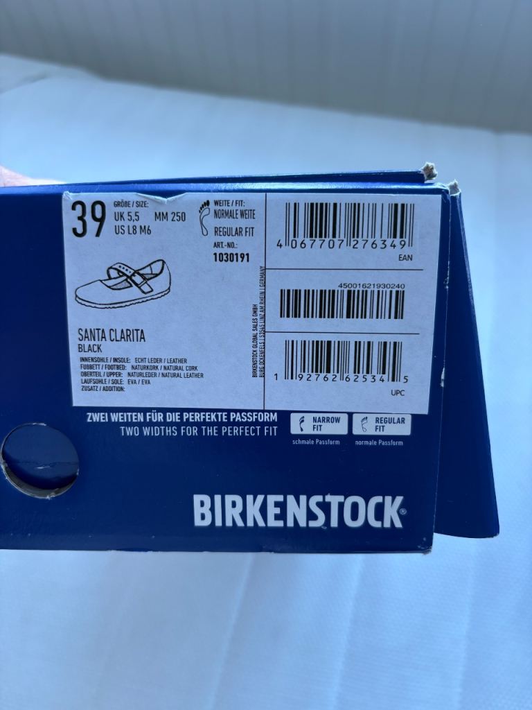 Birkenstock Santa Clarita Black Leather Shoes EU 39 Regular Fit