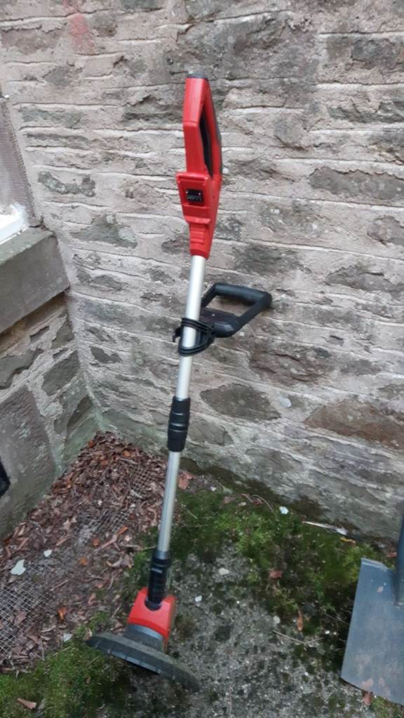 Einhell Cordless Lawn Trimmer (GE-CT 18 Li-Solo) with Battery, Battery Charger, and Spare Blades