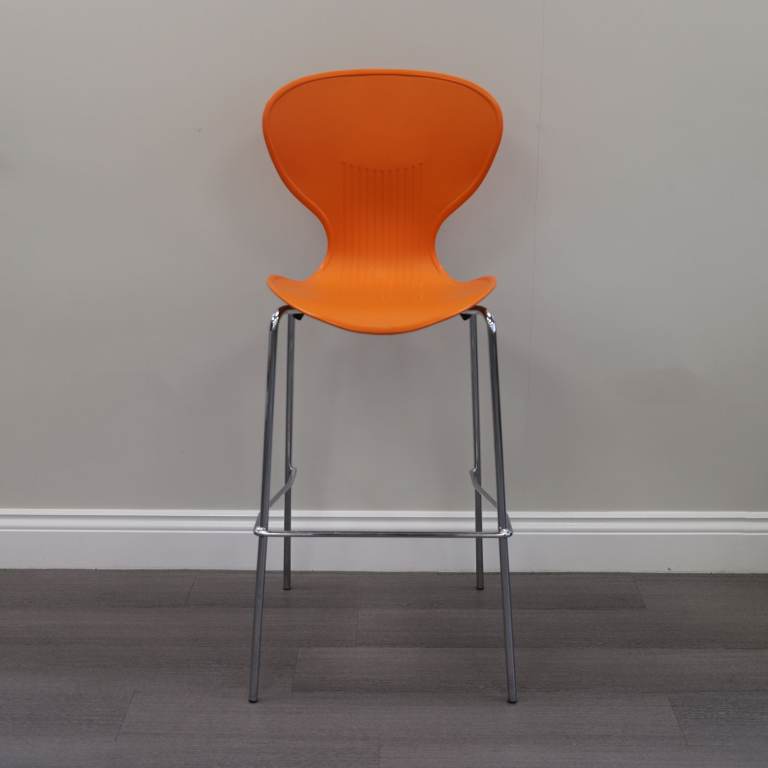 Orange Plastic Bistro Chair with Chrome Legs and Foot Bar CH-1421
