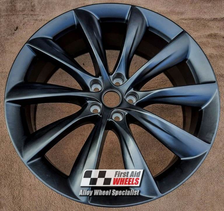 TESLA MODEL X 1x 22'' GENUINE TURBINE SATIN BLACK REFURBISHED FRONT ALLOY WHEEL S621BSF