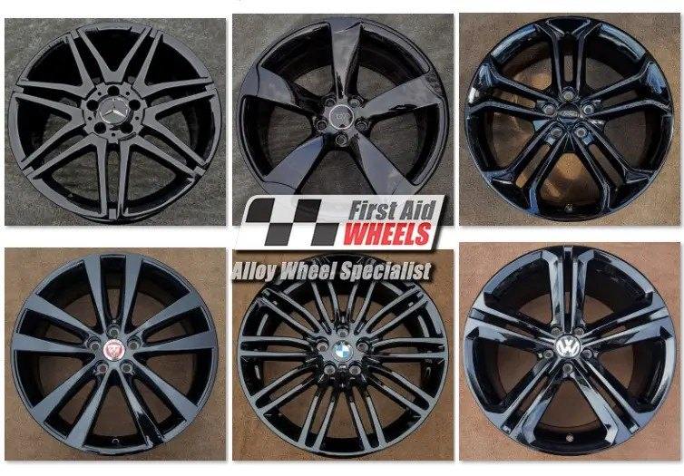 GLOSS BLACK POWDER COAT REFURBISHMENT for 19'' ALLOY WHEELS NW LONDON NW61TB