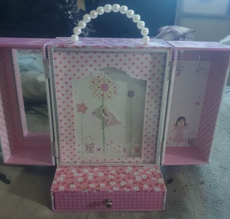 Pink Fairy Blossom Musical Jewellery Box with Mirror and Drawer