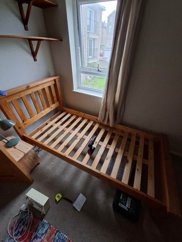 Pine Wood Single Bed Frame - Good Condition