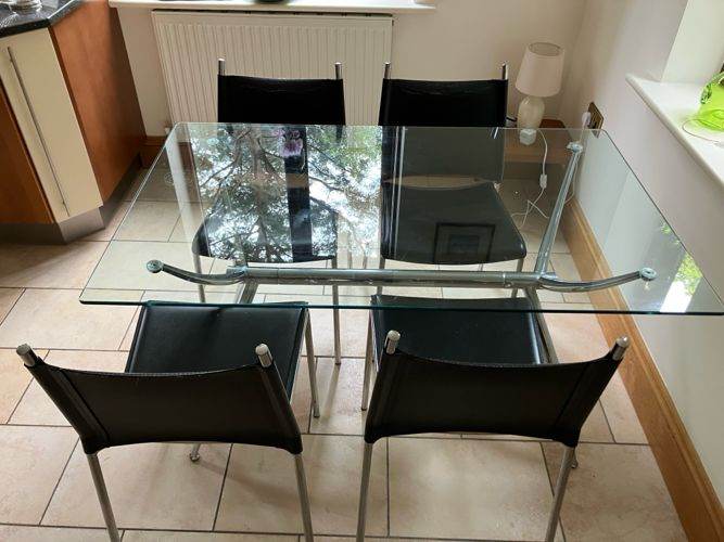 Glass dining table and 4 chairs