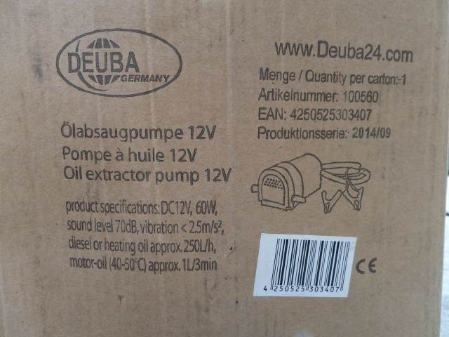Deuba 12V Oil Extractor Pump , £15.00 for Sale in Bournemouth, Dorset
