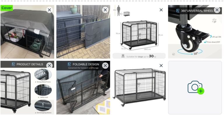 Pawhut Metal Dog Cage Kennel with Wheels & Openable Top