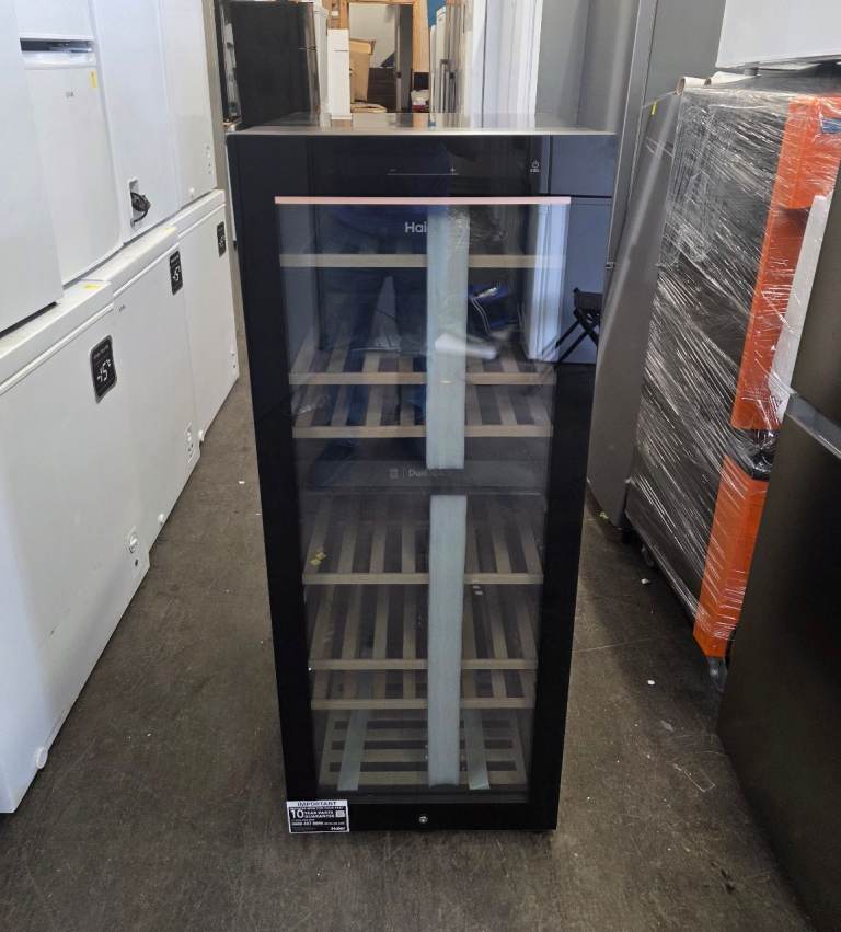 Tall Haier WiFi Smart Wine Cooler 77-Bottle, 2-Year Warranty