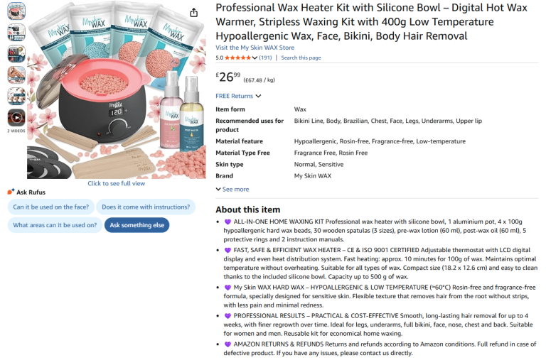 Brand New Digital Hot Wax Warmer Kit - Silicone Pot & 400g Stripless Wax - Half Price