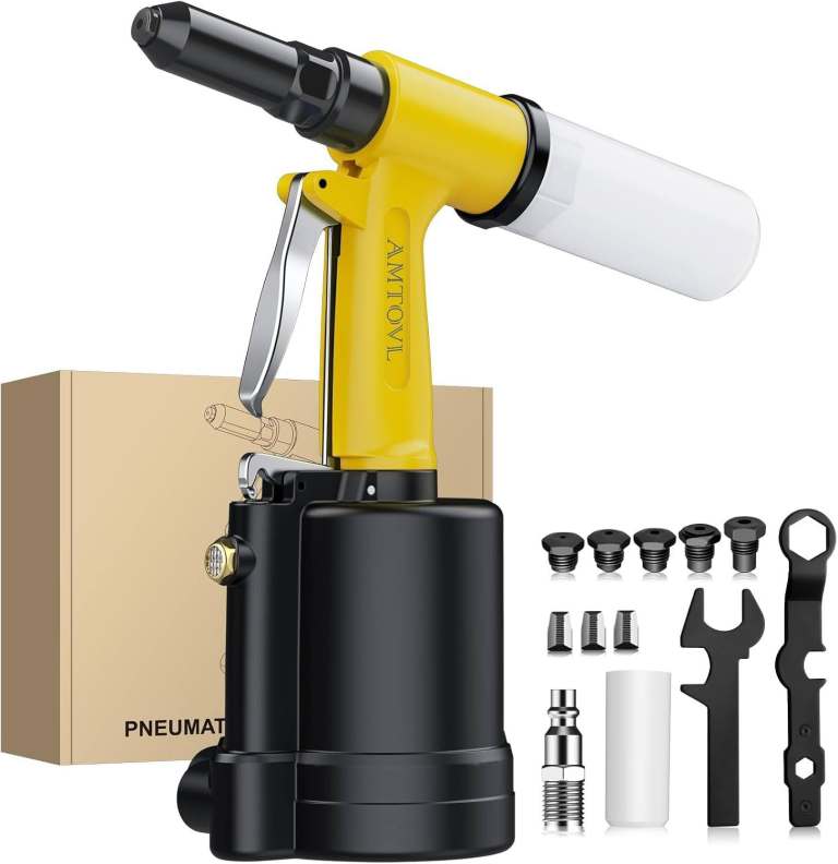 AMTOVL Pneumatic Rivet Gun Kit with 5 Nozzles – New